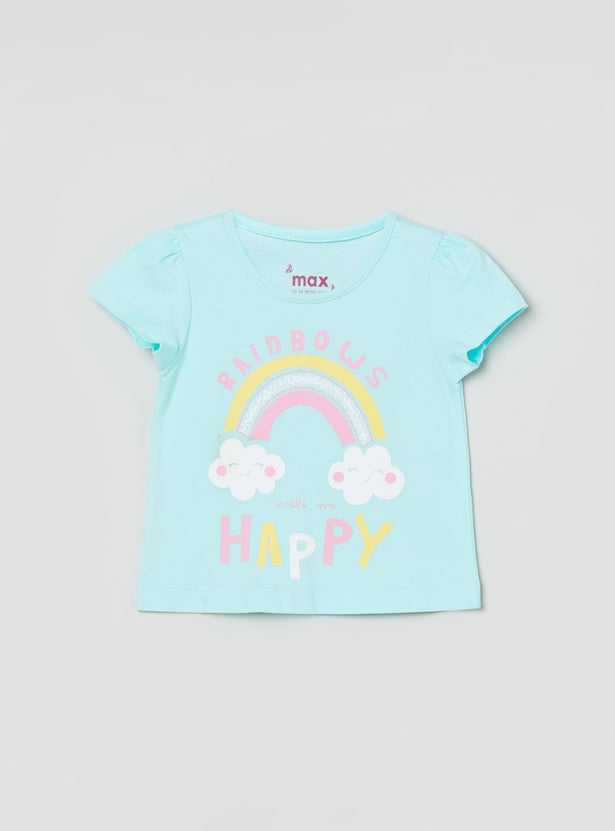 MAX Girls Printed Round Neck T-shirts - Pack of 5