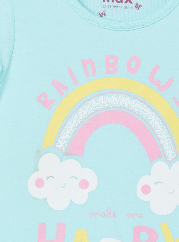 MAX Girls Printed Round Neck T-shirts - Pack of 5