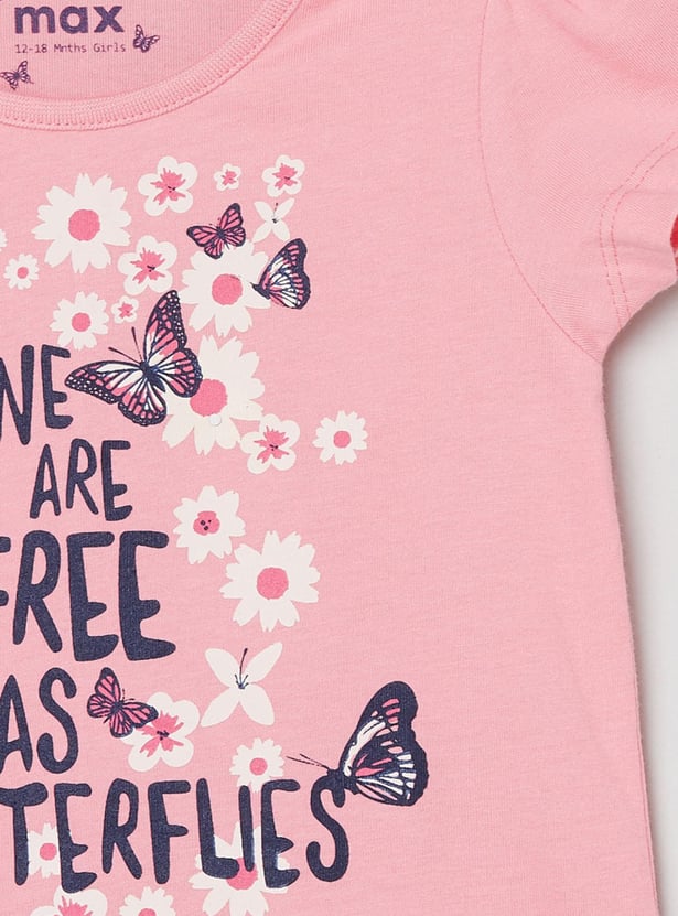 MAX Girls Printed Round Neck T-shirts Combo - Pack of 5