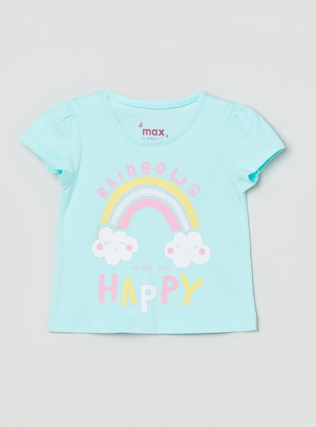 MAX Girls Printed Round Neck T-shirts Combo - Pack of 5