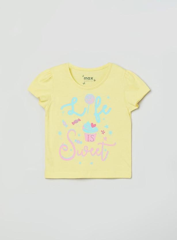 MAX Girls Printed Round Neck T-shirts Combo - Pack of 5