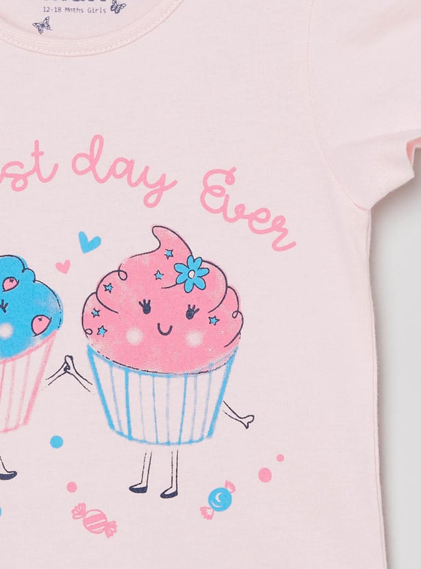 MAX Girls Printed Round Neck T-shirts Combo - Pack of 5