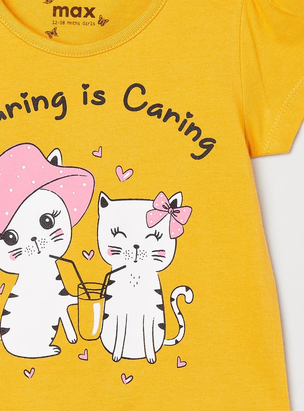 Girls Graphic Printed T-shirt - Pack of 5