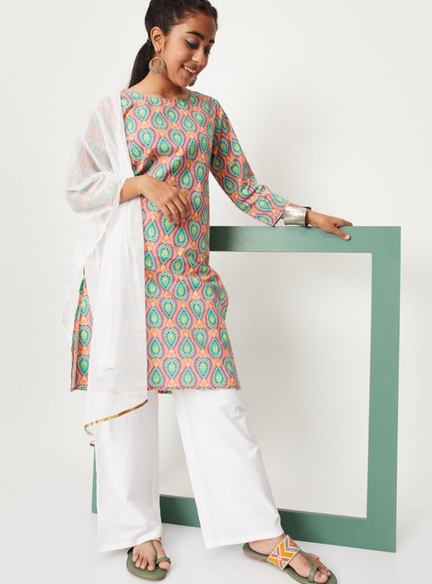 Girls Printed Kurta Set