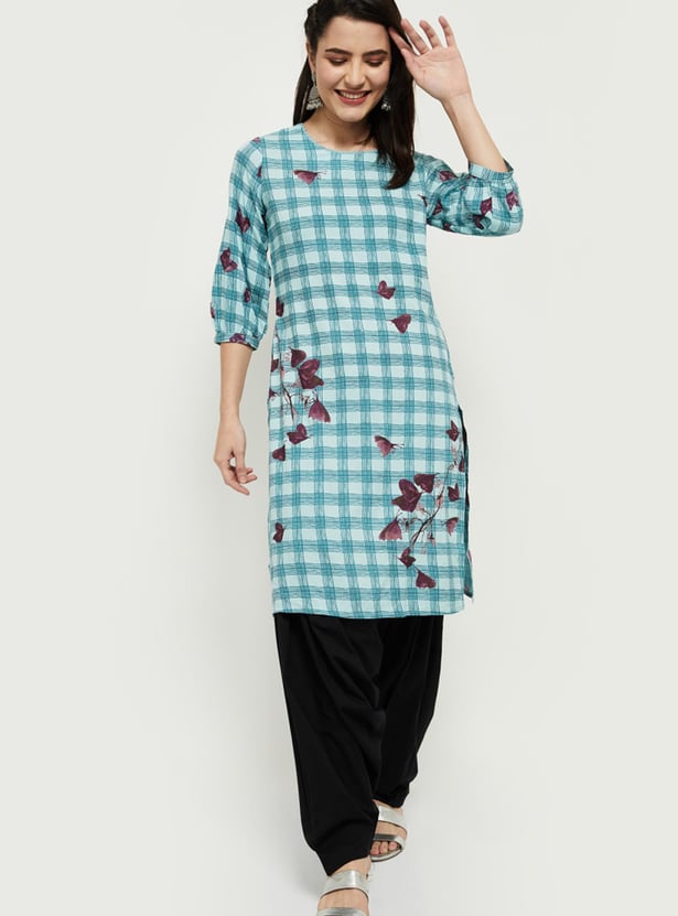 Women Checked Straight Kurta