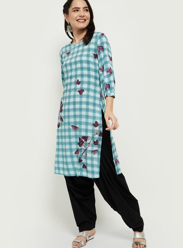 Women Checked Straight Kurta