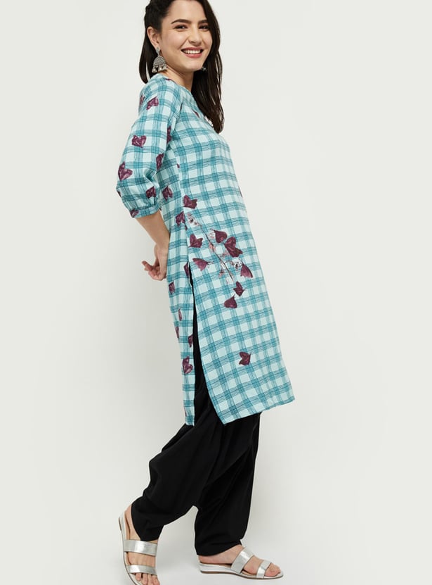 Women Checked Straight Kurta