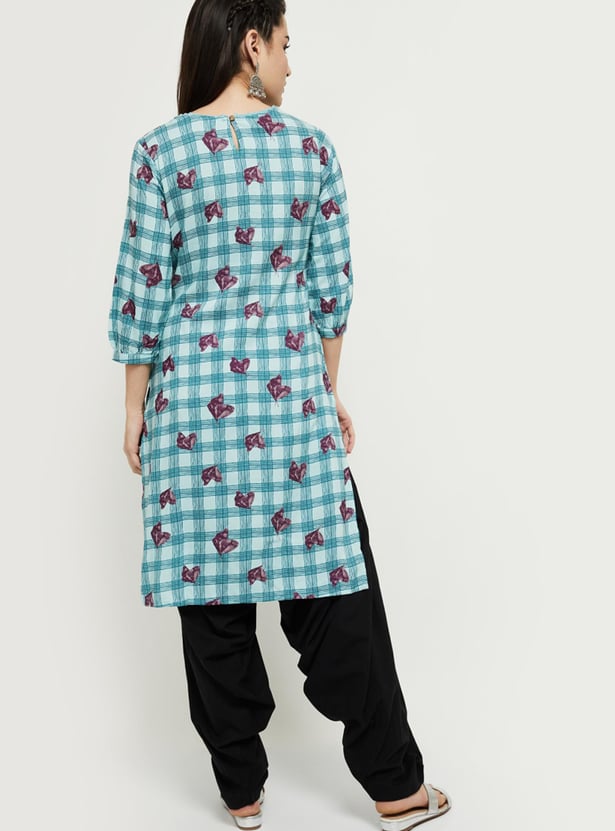 Women Checked Straight Kurta