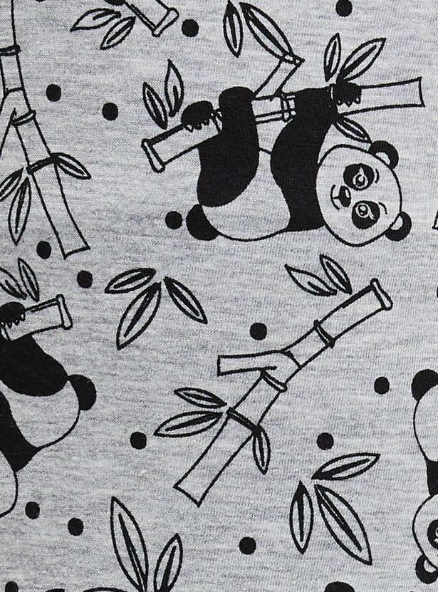 Women Printed Lounge T-shirt with Elasticated Pyjamas