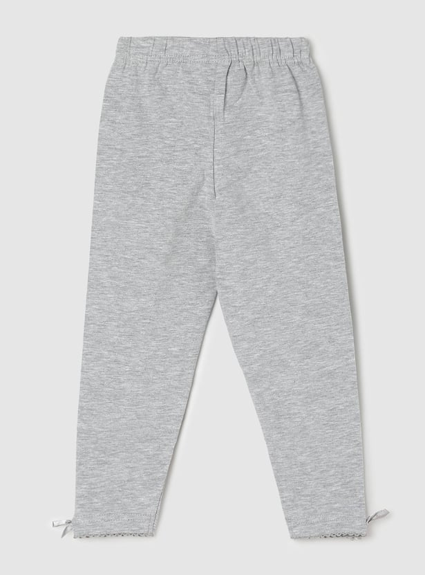 Girls Solid Leggings with Bow Detail - Pack of 3