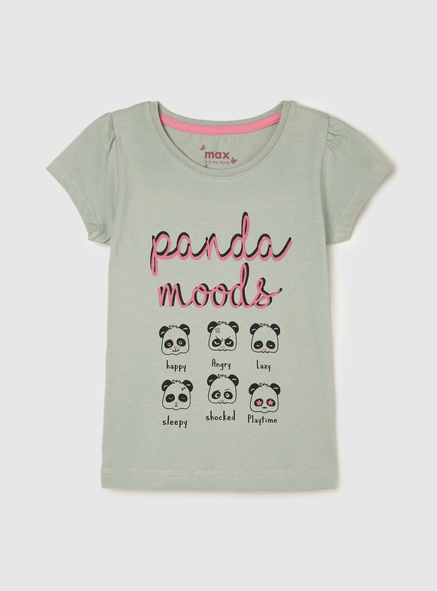Girls Printed Round Neck T-shirt- Pack Of 5