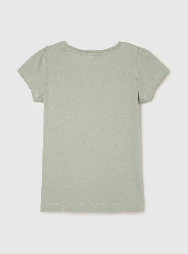 Girls Printed Round Neck T-shirt- Pack Of 5