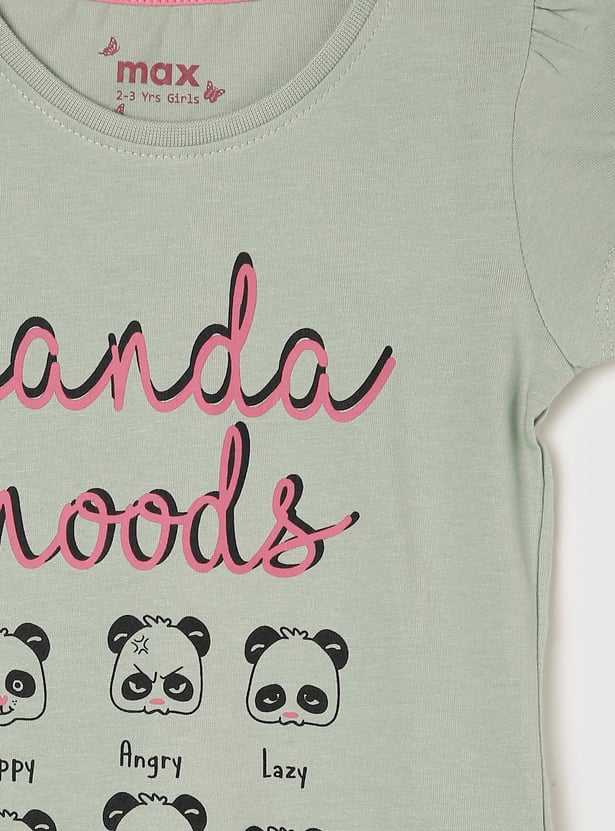 Girls Printed Round Neck T-shirt- Pack Of 5