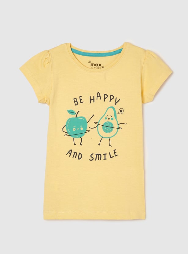 Girls Printed Round Neck T-shirt- Pack Of 5