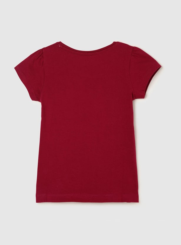 Girls Printed Round Neck T-shirt- Pack Of 5
