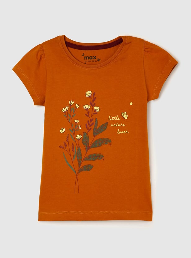 Girls Printed Round Neck T-shirt- Pack Of 5