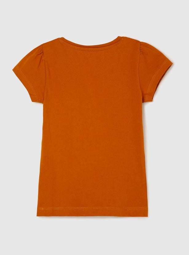 Girls Printed Round Neck T-shirt- Pack Of 5