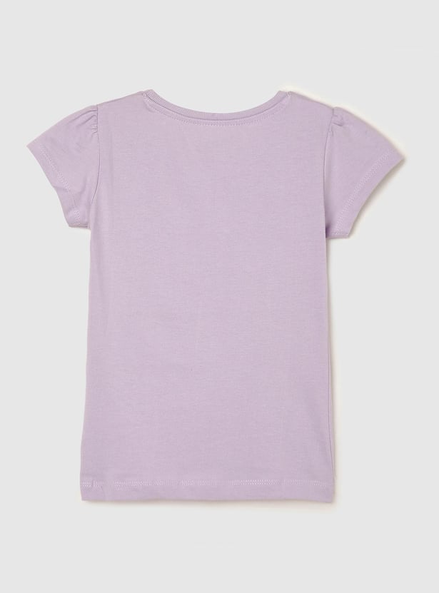 Girls Printed Round Neck T-shirt- Pack Of 5