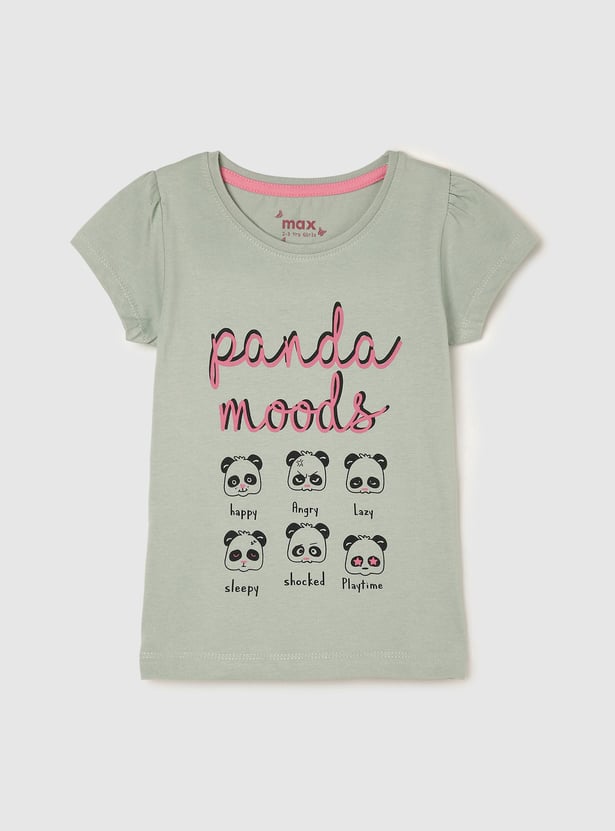 Girls Printed Round Neck T-shirt - Pack of 3