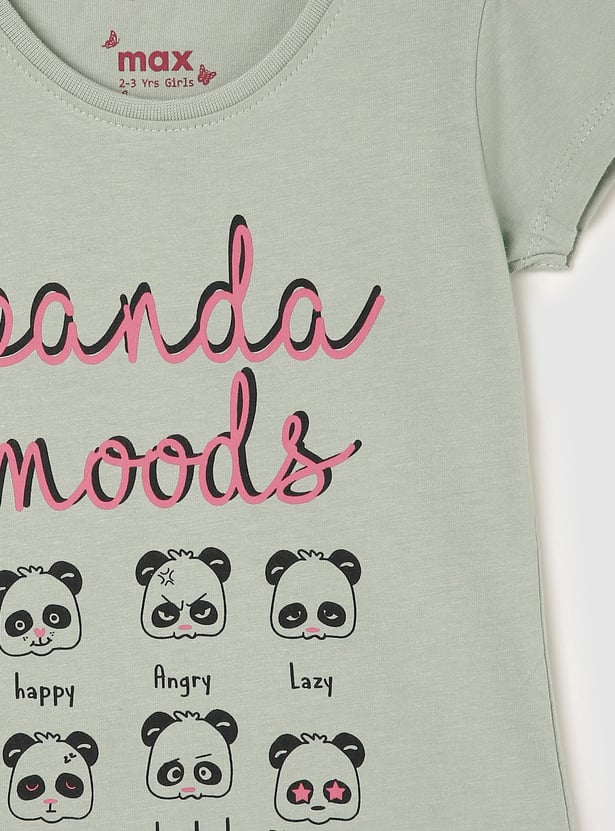 Girls Printed Round Neck T-shirt - Pack of 3