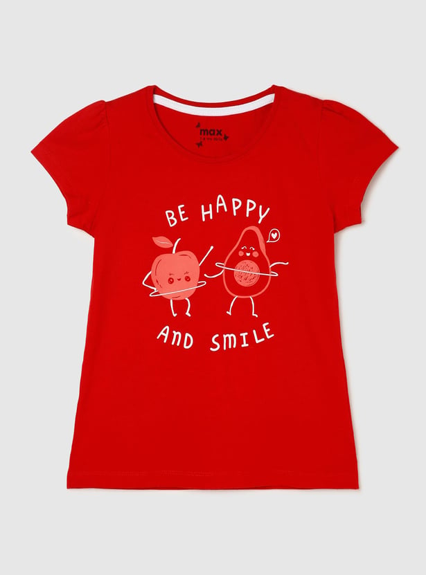 Girls Printed Round Neck T-shirt - Pack of 3
