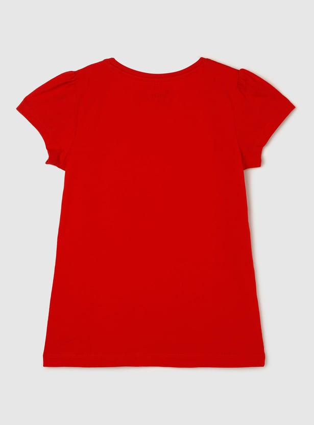 Girls Printed Round Neck T-shirt - Pack of 3