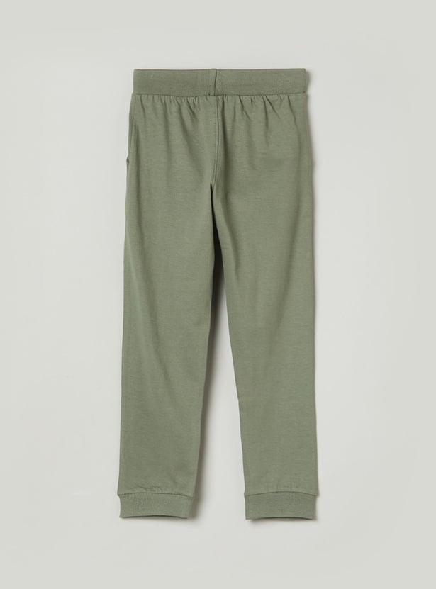 Girls Solid Drawstring Waist Joggers