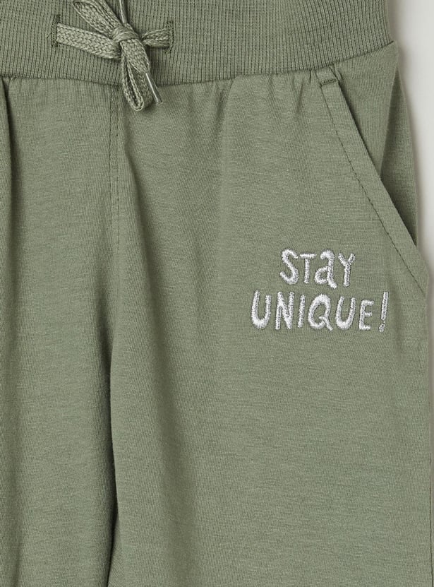 Girls Solid Drawstring Waist Joggers