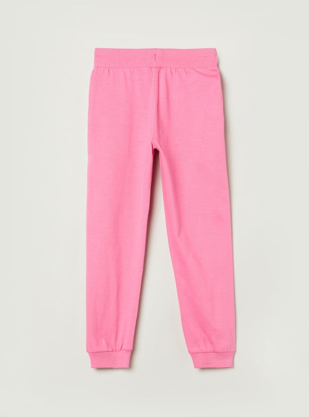 Girls Solid Drawstring Waist Joggers