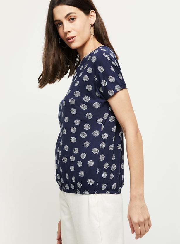 MAX Women Printed Round Neck T-shirt