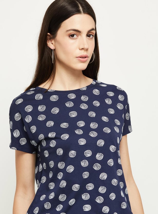 MAX Women Printed Round Neck T-shirt