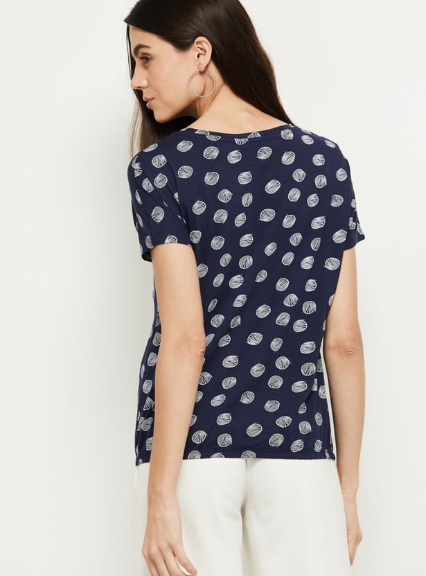 MAX Women Printed Round Neck T-shirt