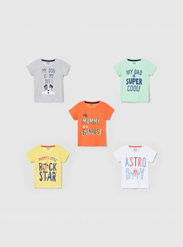 MAX Boys Printed Crew Neck T-shirts - Pack of 5