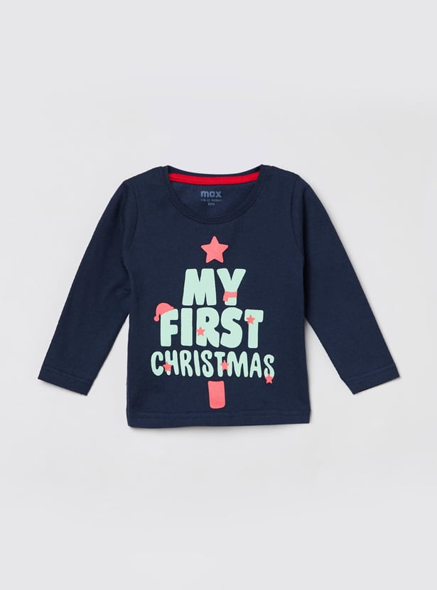 Boys Typographic Print Crew Neck T-shirt