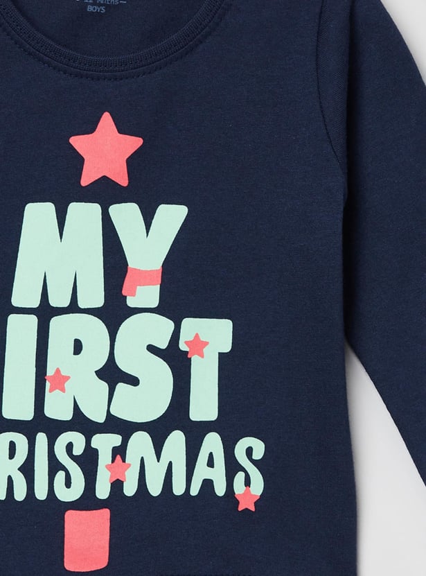 Boys Typographic Print Crew Neck T-shirt