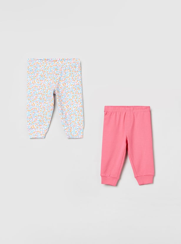 Girls Printed Elasticated Joggers - Pack of 2 