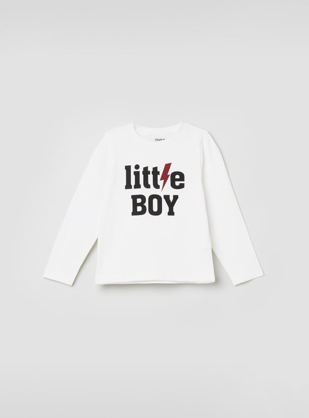 Boys Printed T-shirt with Solid Track Pants