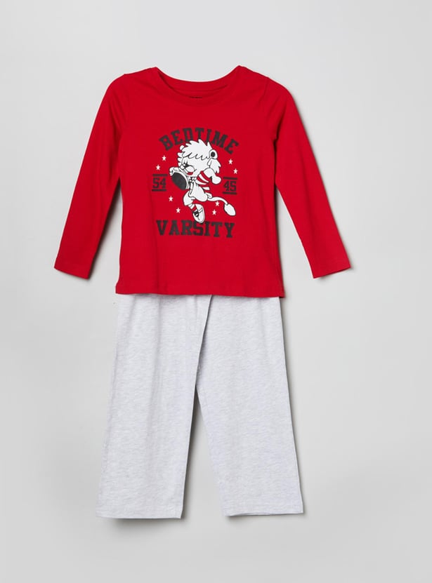 Boys Printed Lounge T-shirt with Pyjama 