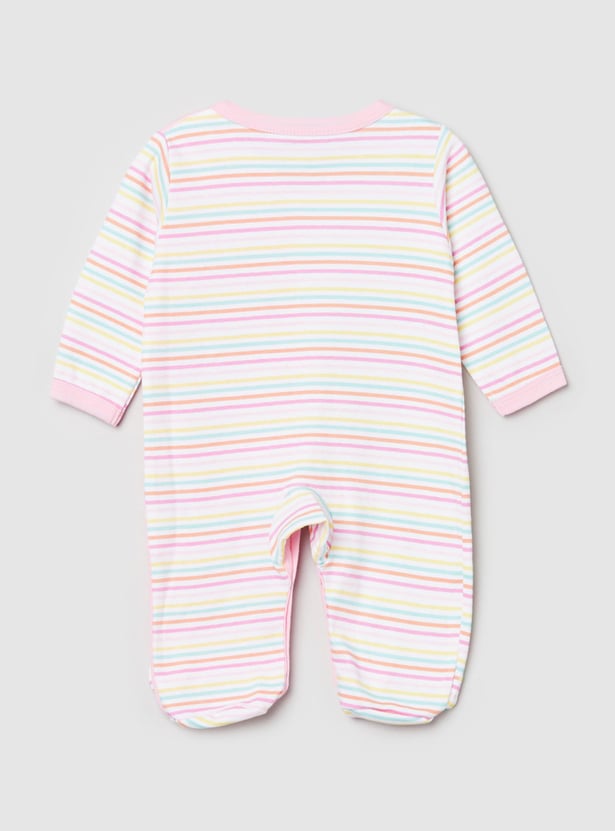 Girls Striped Anti-Bacterial Sleepsuit