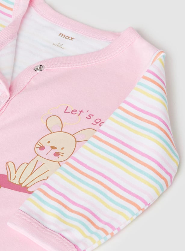 Girls Striped Anti-Bacterial Sleepsuit