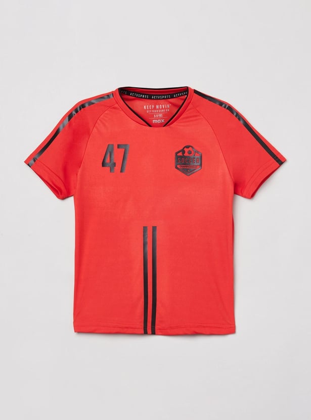 Boys Printed V-neck T-shirt
