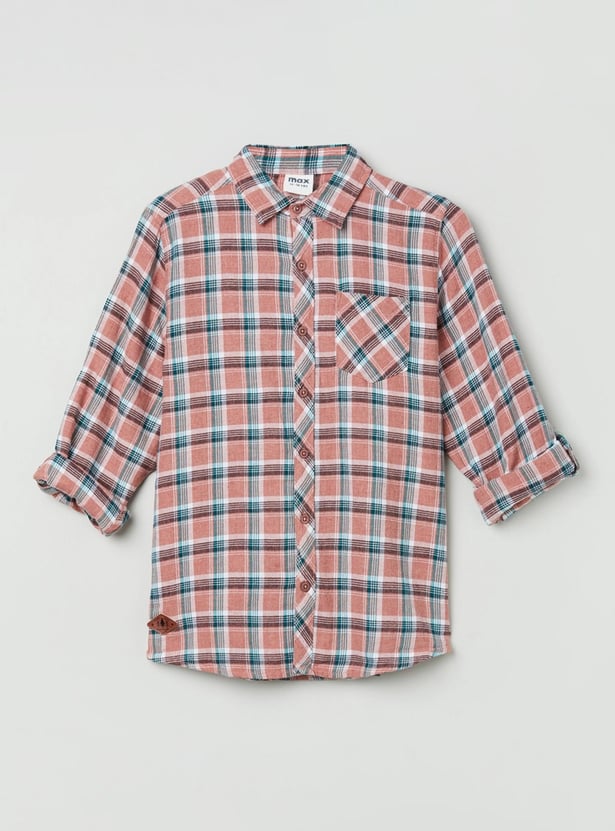 Boys Checked Regular Fit Casual Shirt