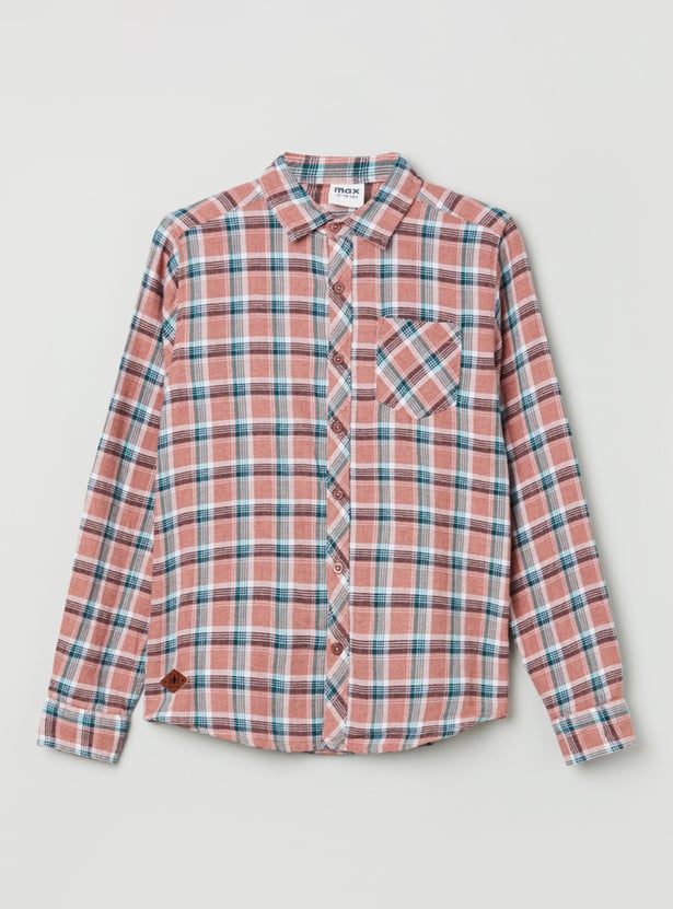 Boys Checked Regular Fit Casual Shirt