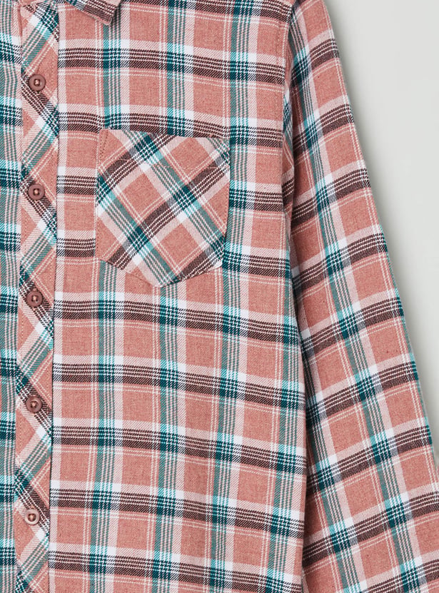 Boys Checked Regular Fit Casual Shirt