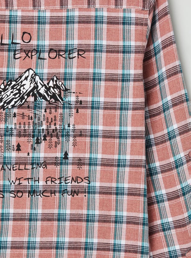 Boys Checked Regular Fit Casual Shirt