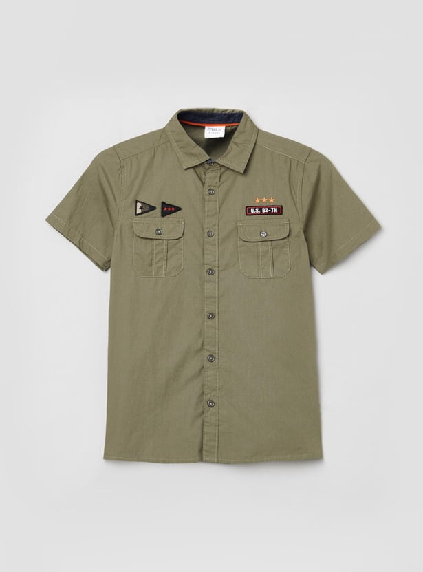 Boys Solid Short Sleeves Shirt