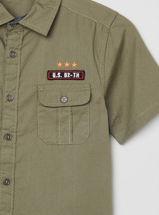Boys Solid Short Sleeves Shirt