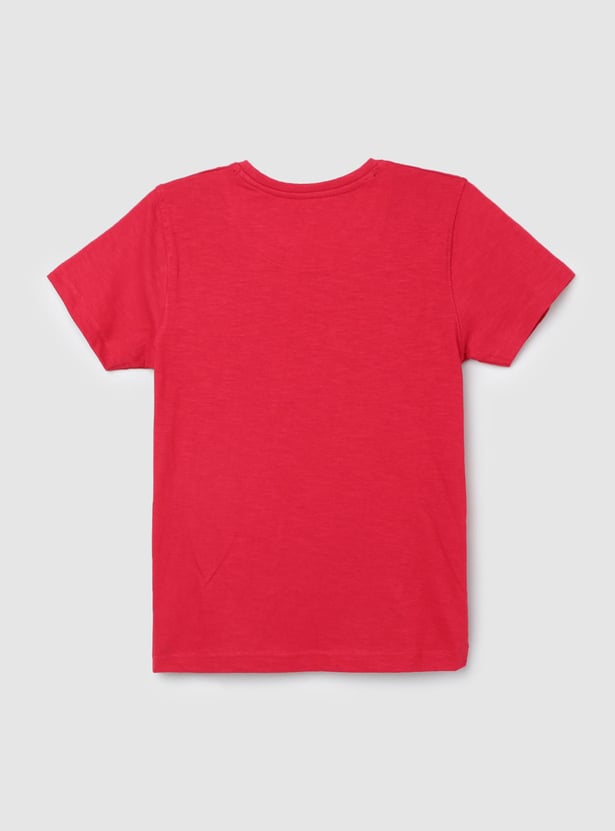 Boys Captain America Printed Crew Neck T-shirt