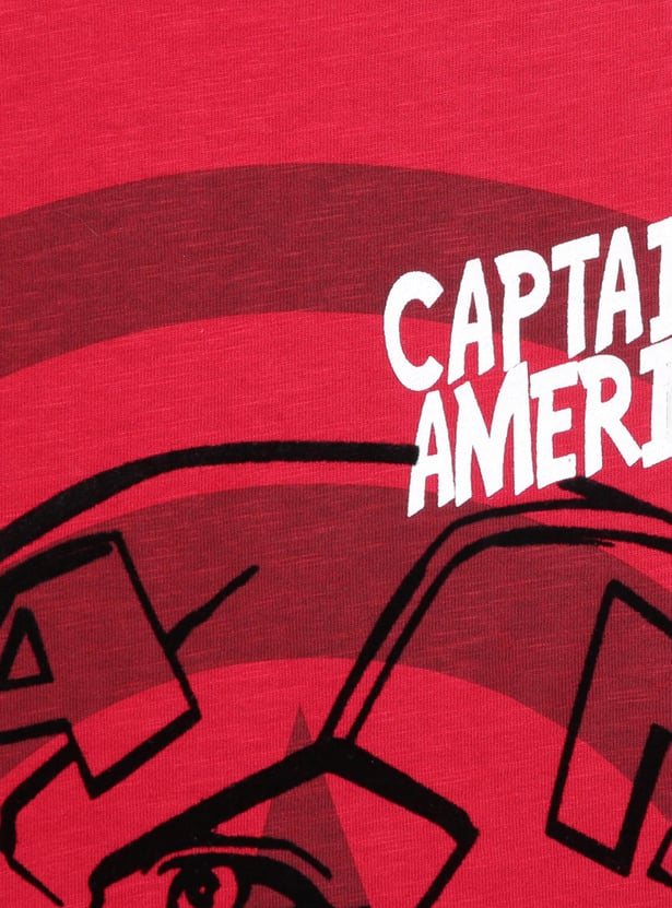 Boys Captain America Printed Crew Neck T-shirt