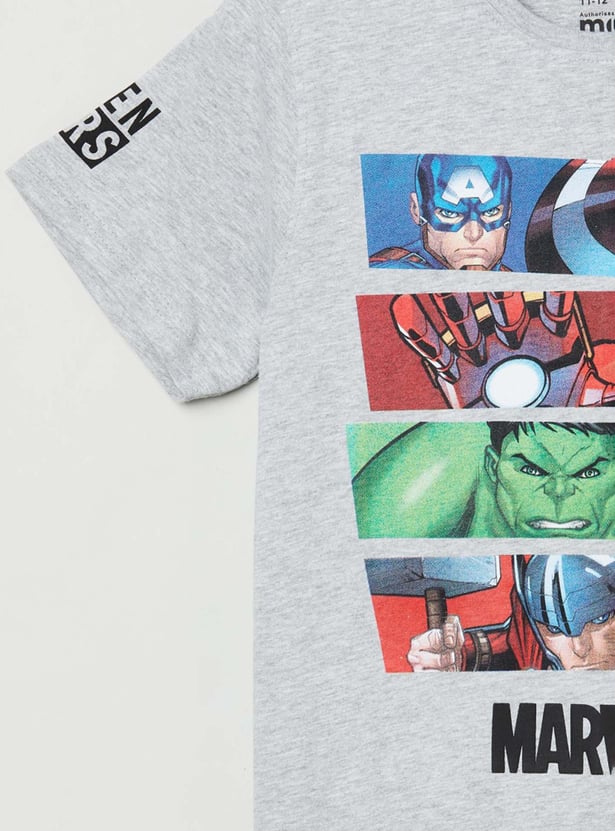 Boys Marvel Printed Crew Neck T-shirt